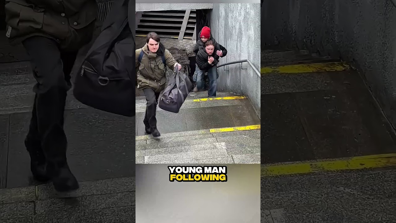 Kind Stranger Steps In to Help Father and Disabled Son on the Stairs! 