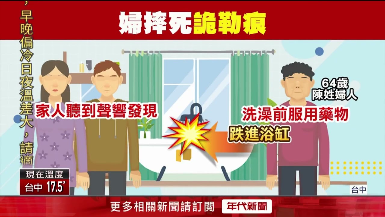離奇！ 台中婦家中洗澡跌倒亡　頸「詭異勒痕」真相待追
