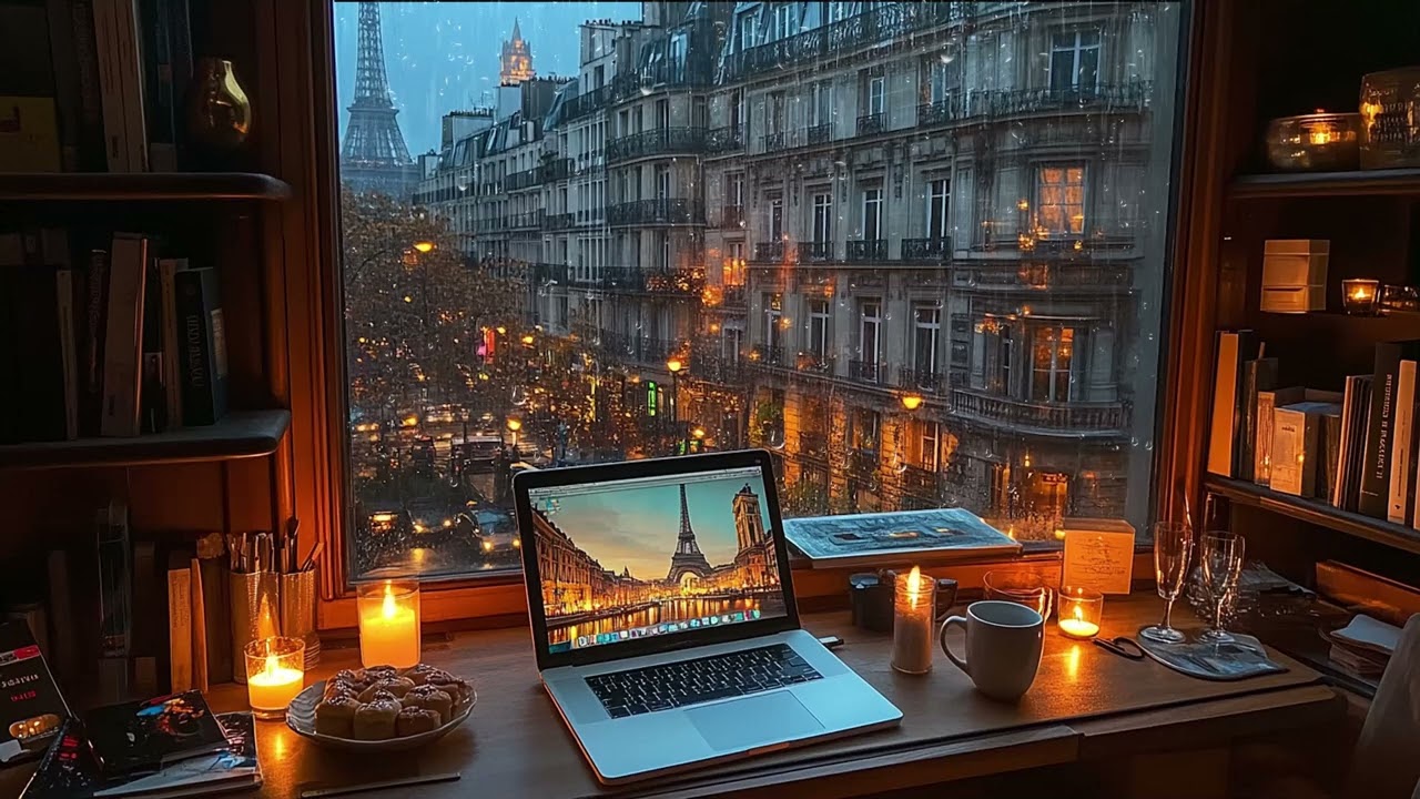 Rainy Jazz Cafe Music | Relaxing Jazz Piano and Rain Sounds for Work Study and Focus