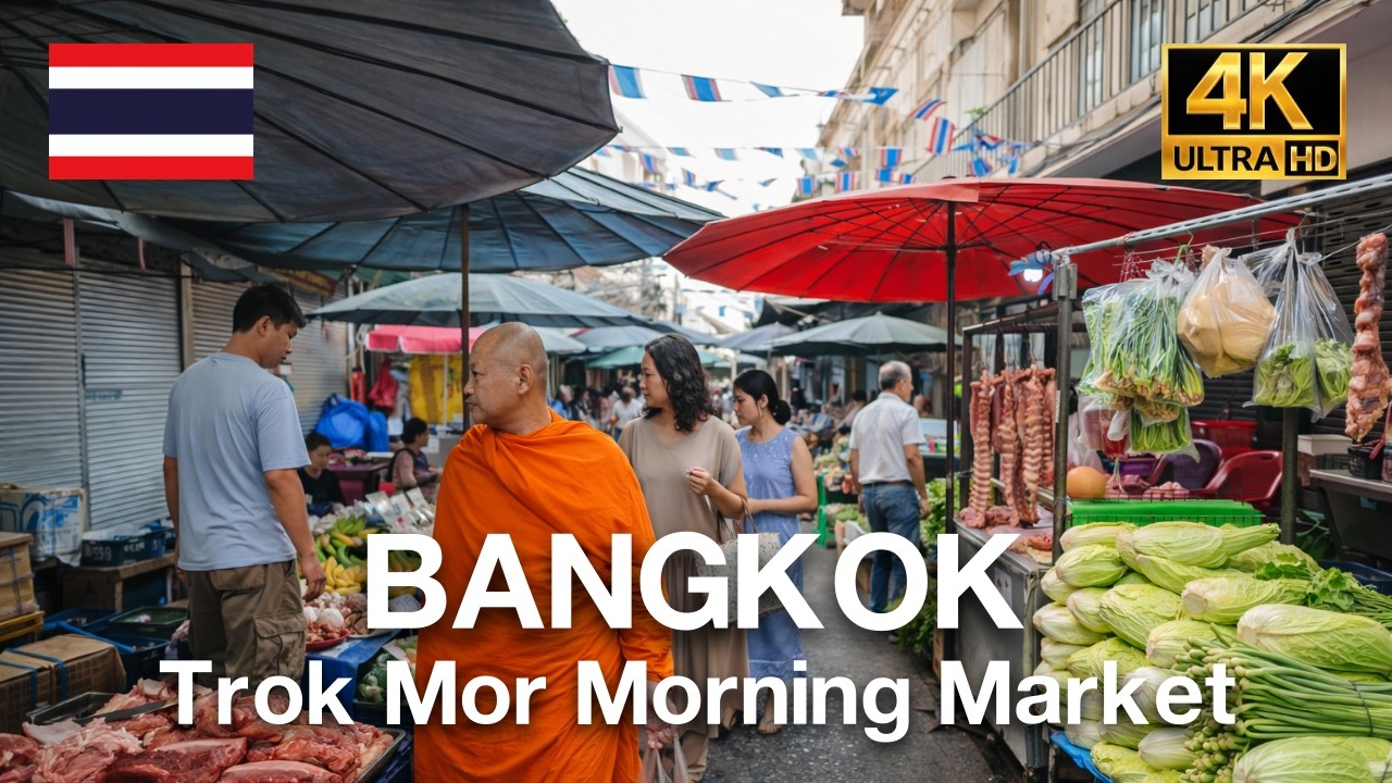 🇹🇭 4K HDR | Walk in Trok Mor Morning Market | Best Authentic Thai Street Food in Old Town Thailand