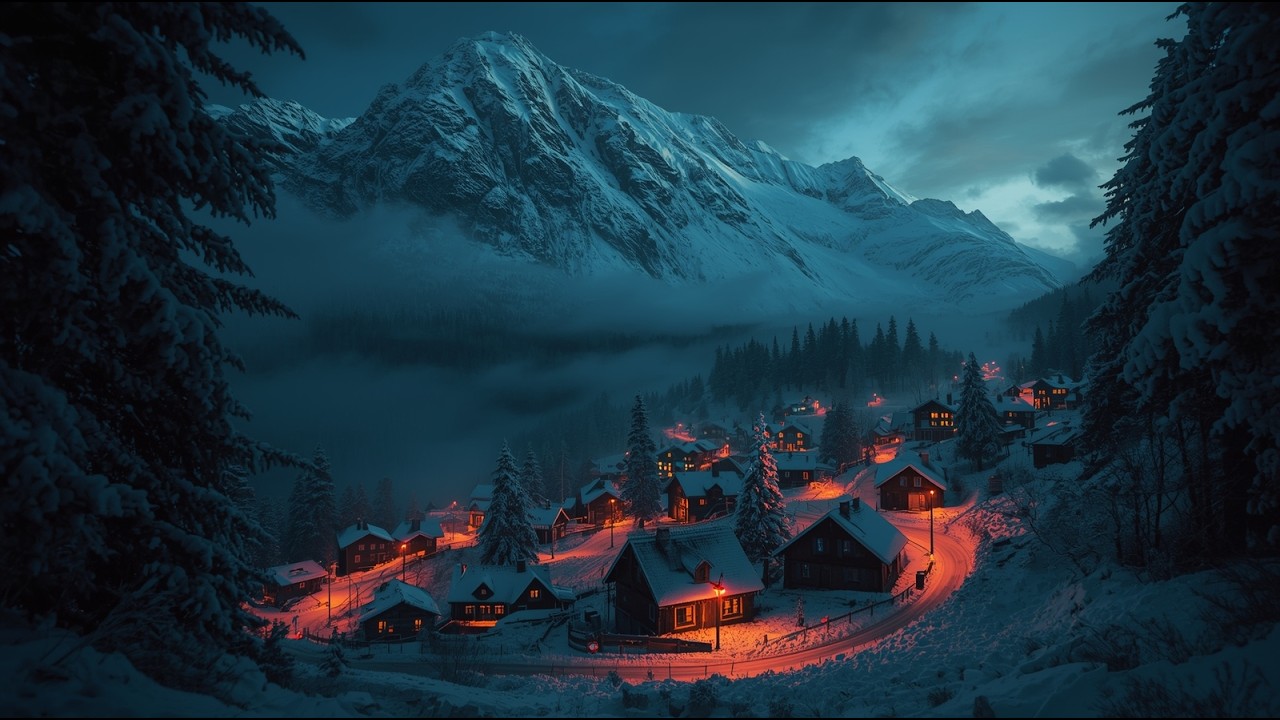 Fall Asleep to Winter Calm ❄️ Cozy Fireplace & Gentle Wind Sounds for Deep Sleep