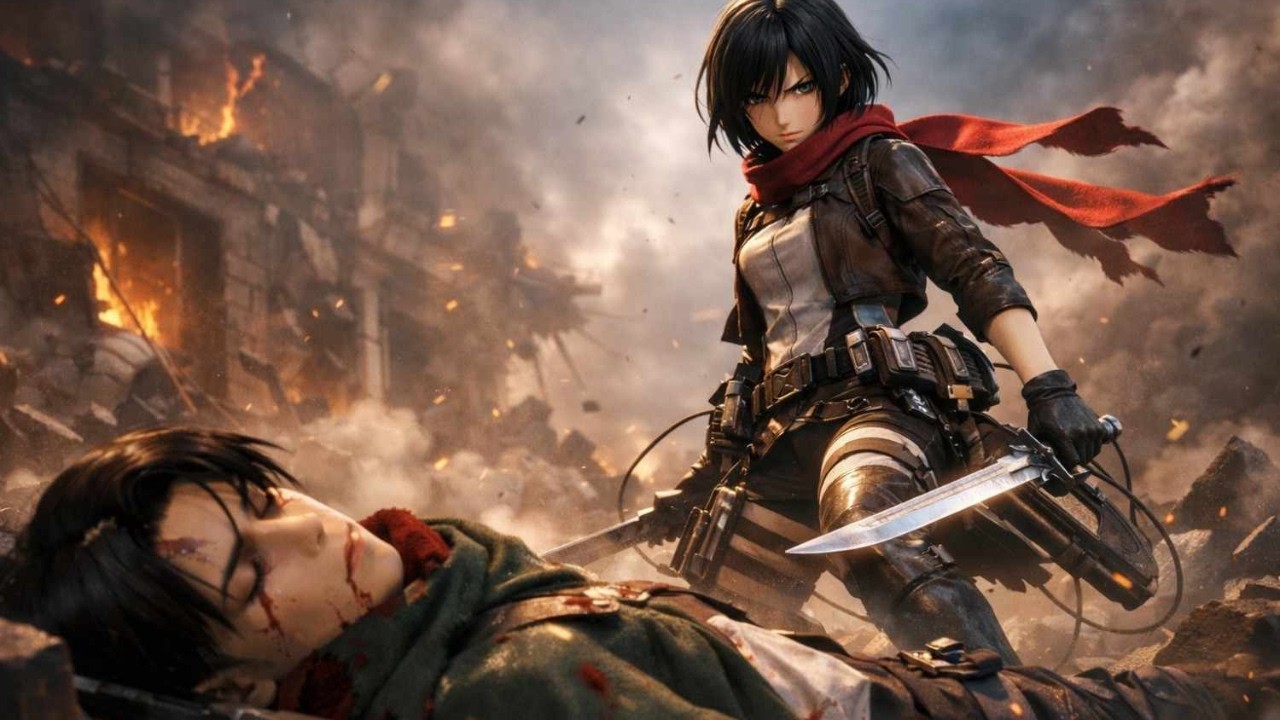 Mikasa’s Ultimate Strike – Levi Falls