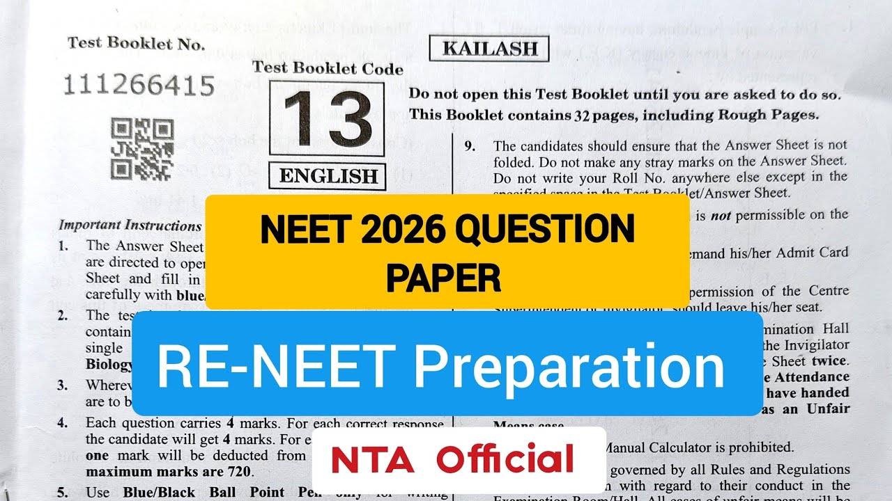 NEET 2026 Question Paper | Full Question Paper Answer | Full NEET Question Paper 2026 | NEET 2026 |