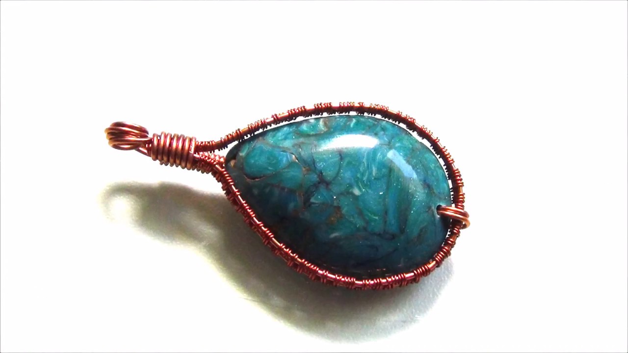 TUTO WRAPPING fil metal certissage CABOCHON PIERRE TURQUOISE POLYMER CLAY