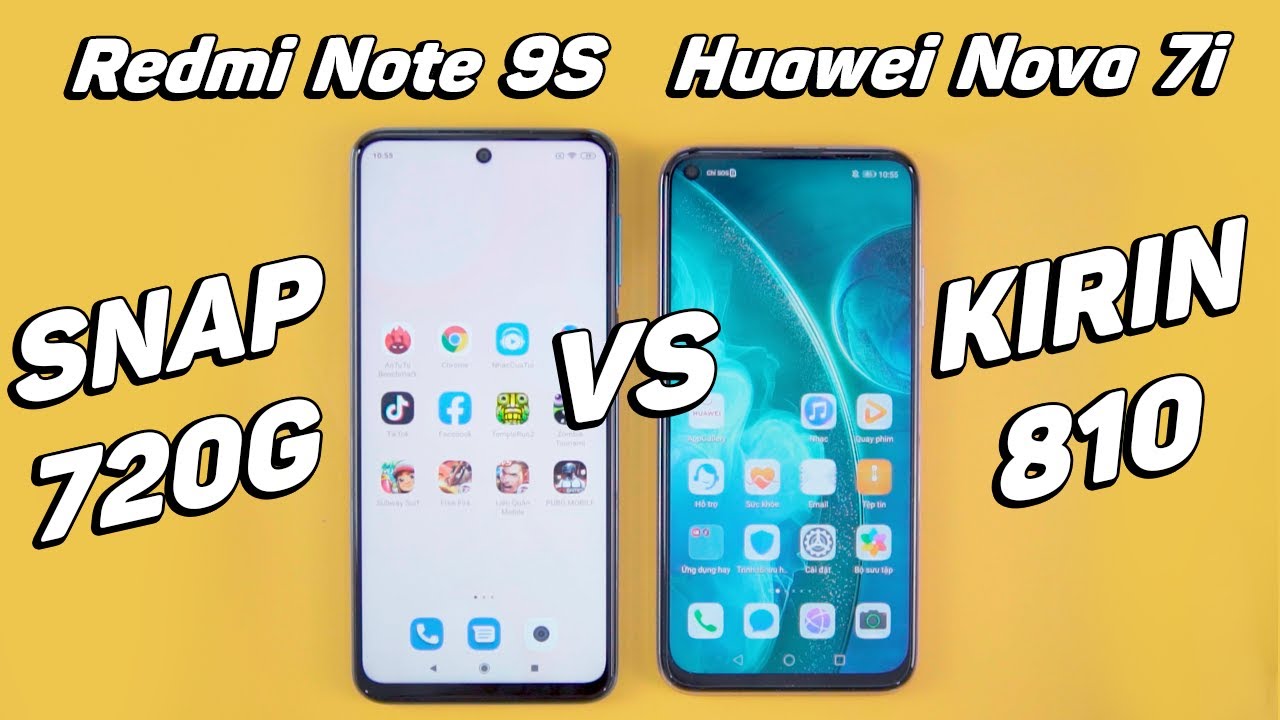 Speedtest Redmi Note 9S vs Huawei Nova 7i: Snapdragon 720G 8nm vs Kirin 810 7nm