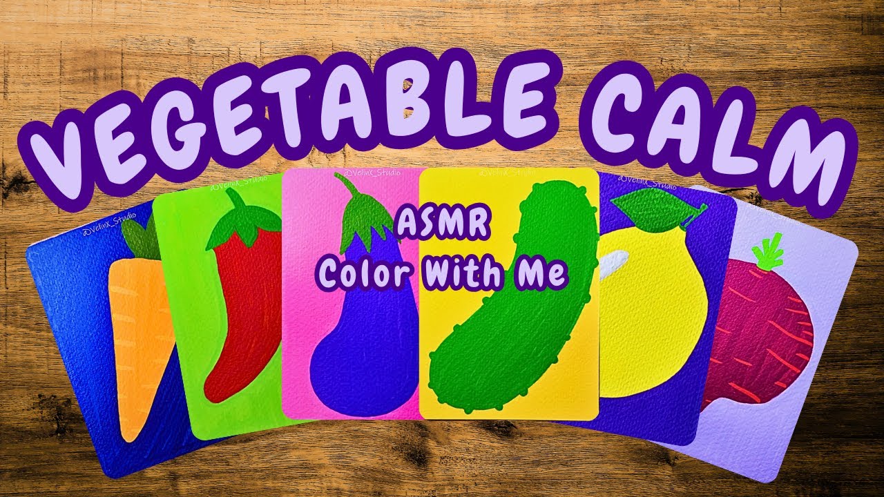 Vegetable Calm ASMR 🍋🍆| Color With Me (No Talking)