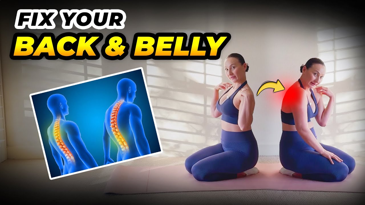 Fix Your Posture & Flatten Your Mom Pooch | Mid-Back & Core Strength Workout #posture #backpain
