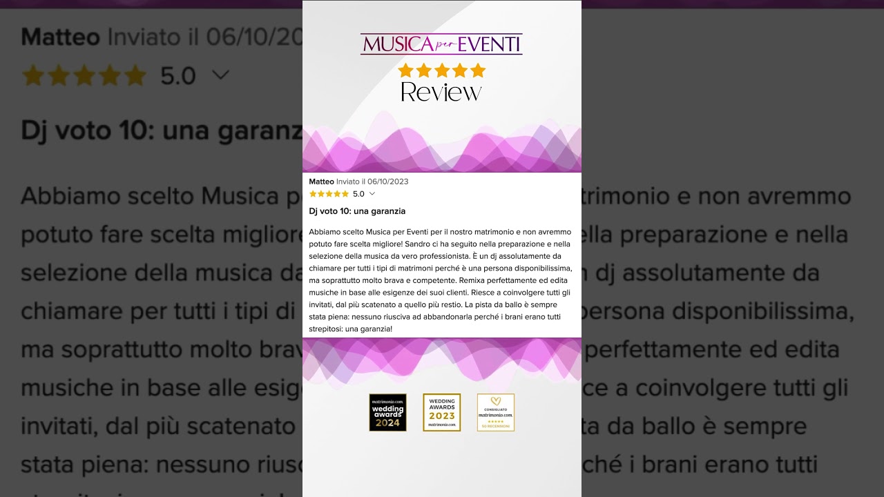 Recensione, Review, Matrimonio | musica-per-eventi.com