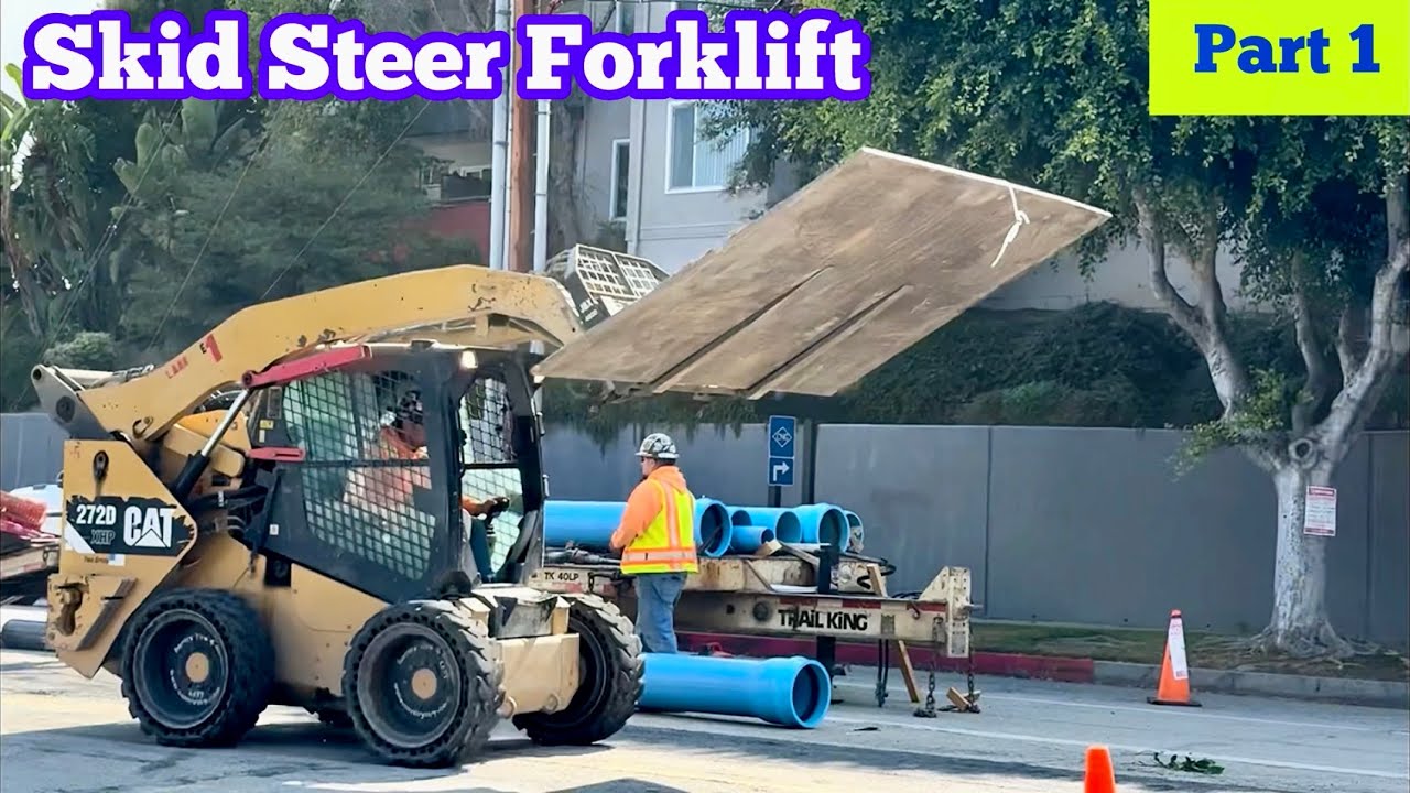 CAT® SKID STEER FORKLIFT in Action (Part 1/2) ~ Water Main Replacement Project 