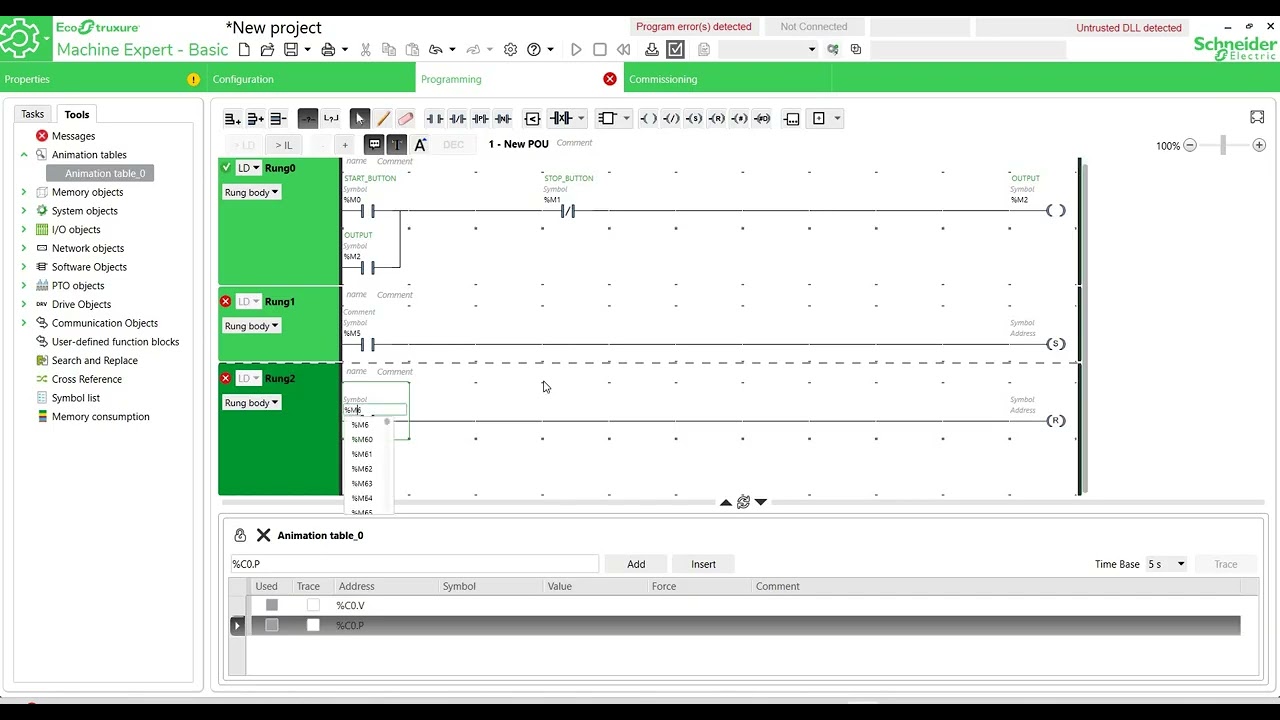Set, Reset, Latching || EcoStruxure Machine Expert Basic || Schneider PLC