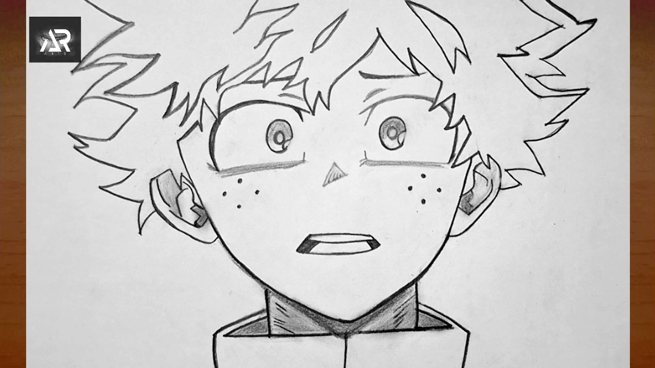 How to Draw Izuku Midoriya (Deku) Step by Step 🔥 | My Hero Academia Face Drawing✏️