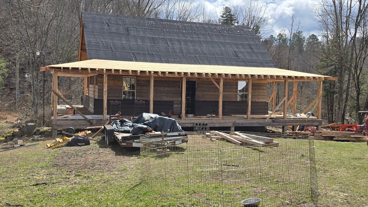 Cabin build porch end rafters
