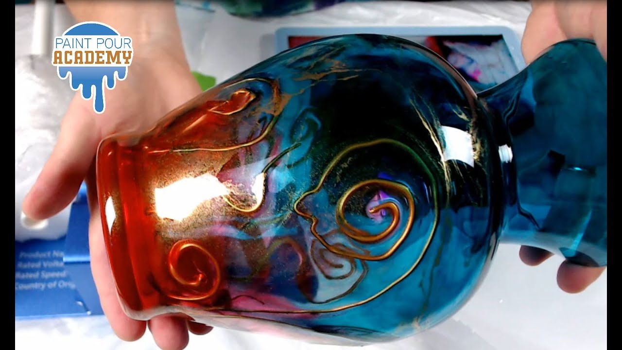 Resin Glass Vase with Dimensional Paint and Alcohol Ink