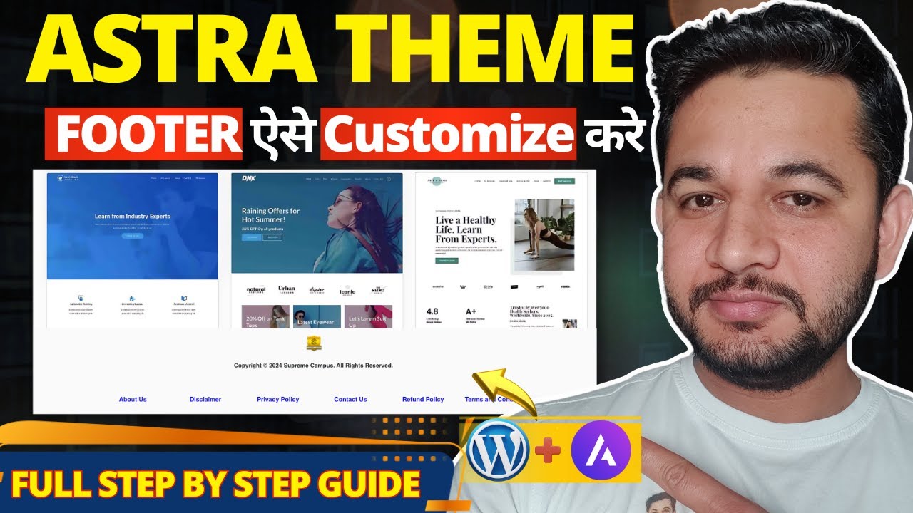 Настройка нижнего колонтитула темы Astra || Пошаговое руководство