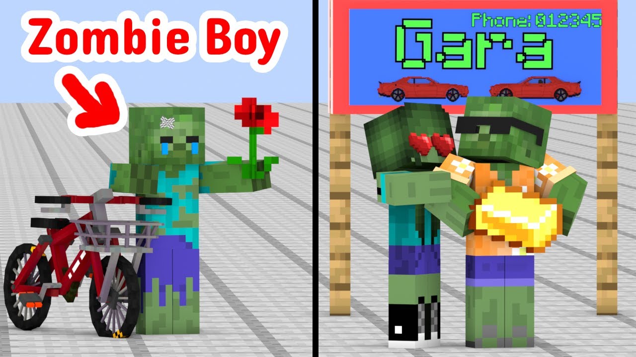 Love Story of Zombie -  Minecraft Animation