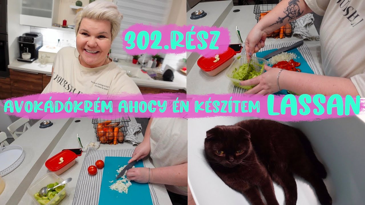 Avokádókrém ahogy én készítem...-lassan- és macska az asztalon és a lavórban..302.rész
