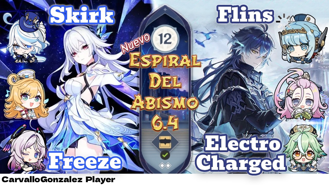 Nuevo Abismo 6.4 Piso 12, Skirk C0 Freeze y Flins C0 Electro-Charged | #abismo12 #abyss12 #genshin