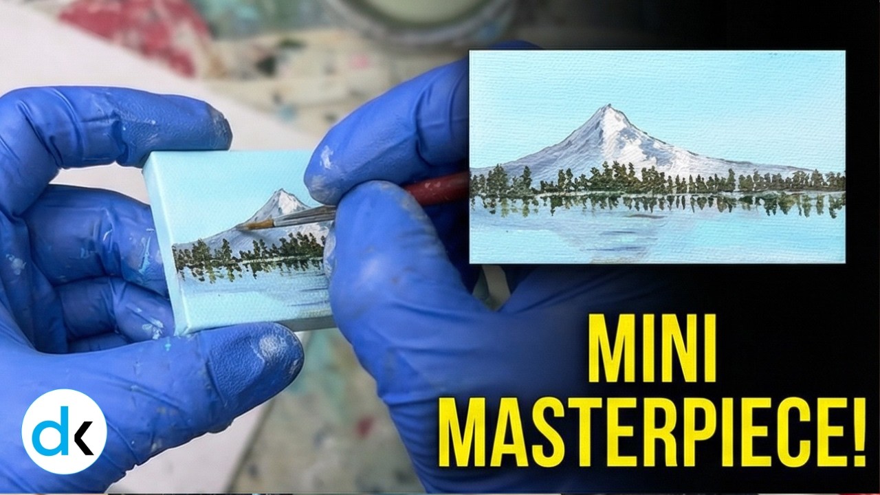 Mini Canvas Mount Hood Painting | Complete Acrylic Process