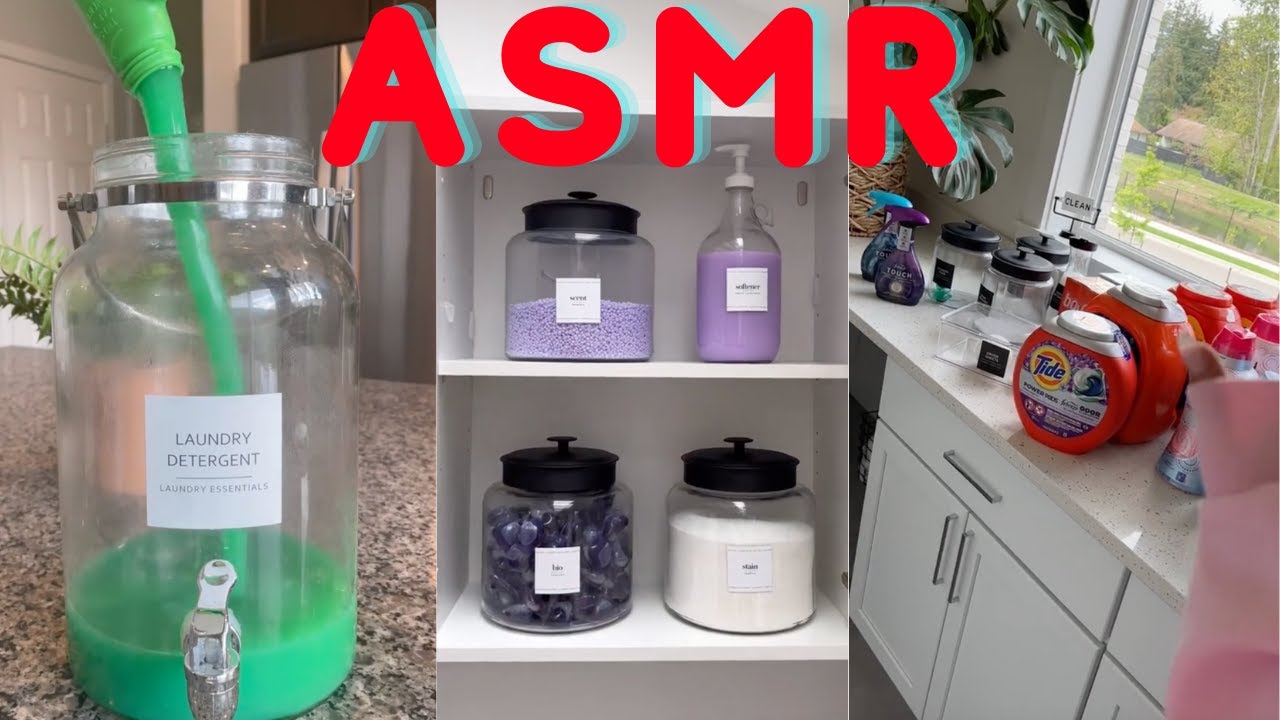 ✨Laundry Restock, ASMR, Best Compilation, Organizing, Tik Tok 🍭🍬😋#1