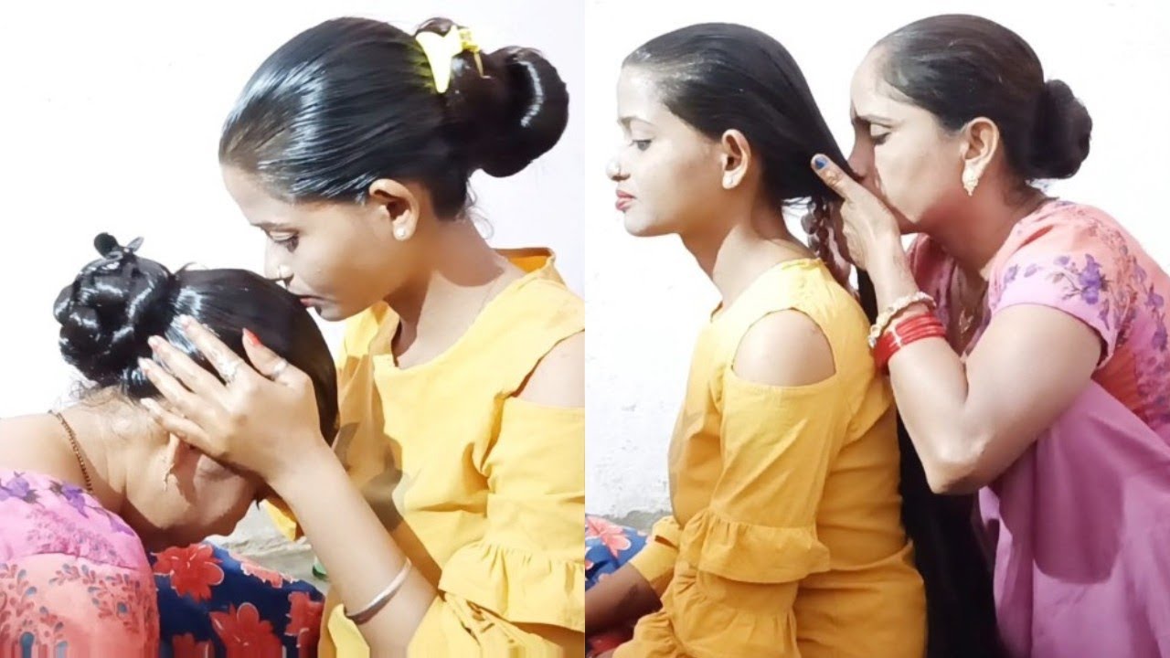 Evening mood friends Smelling& kissinghair after oilinghair/combing sleek To buy wtsap+91 9154004797
