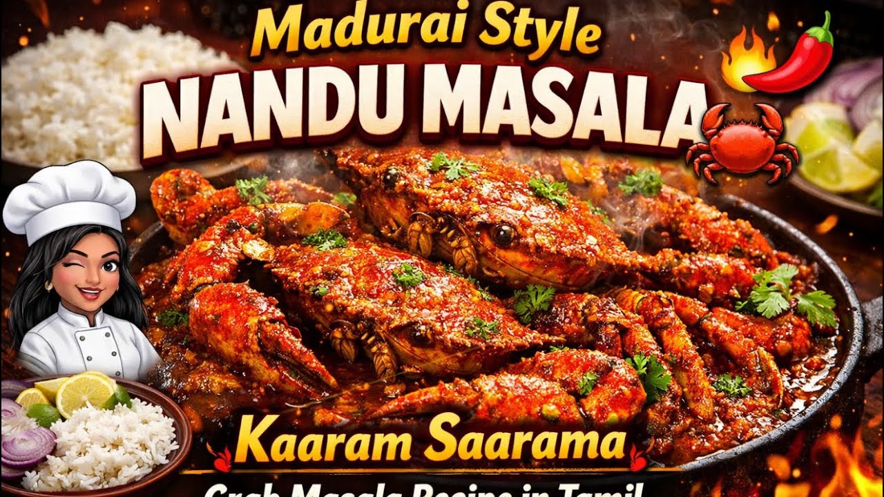 மதுரை ஸ்டைல் ​​நந்து மசாலா 🔥 | காரம் சாரமா நண்டு மசாலா செய்முறை தமிழில்👩‍🍳