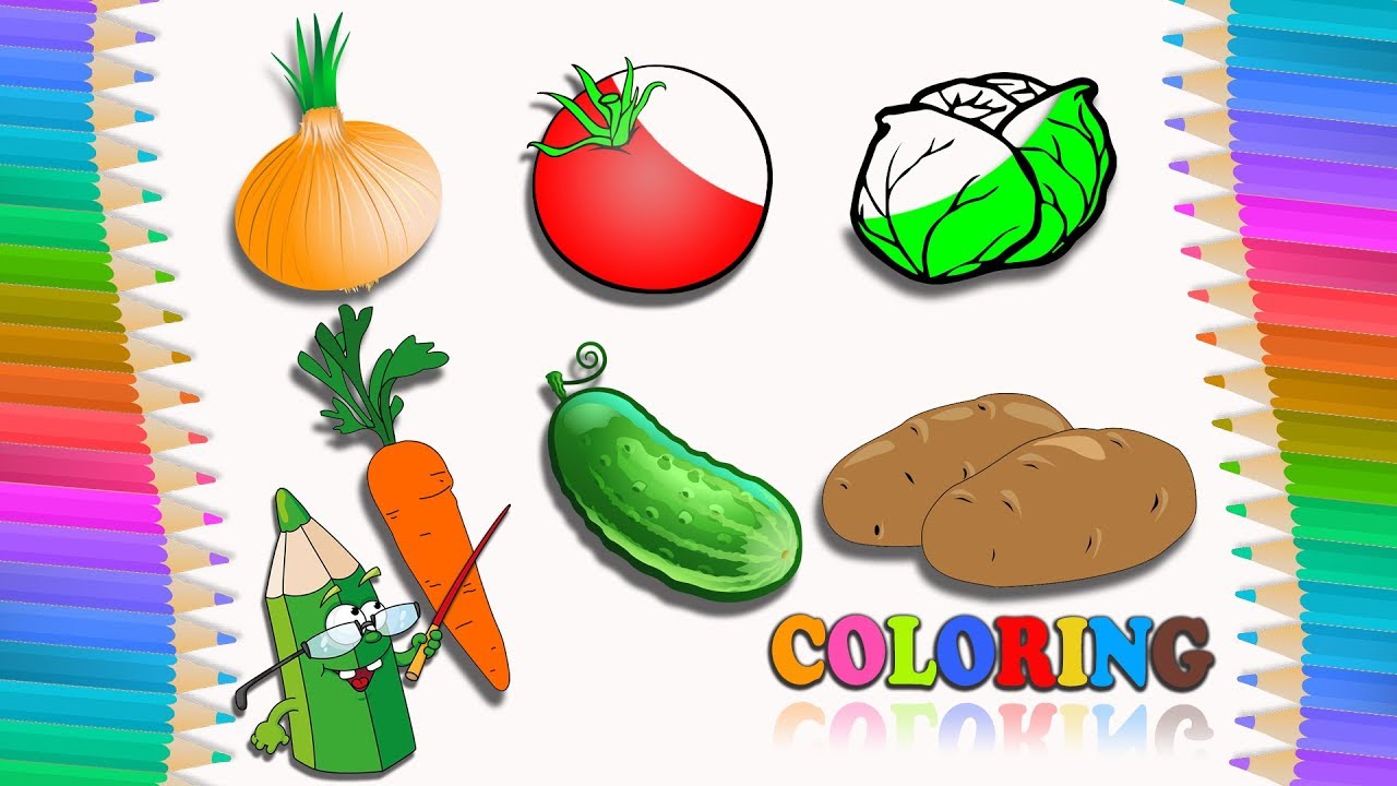 Vegetables Coloring Pages for kids | Learn vegetables Names For Kids | Learning Video