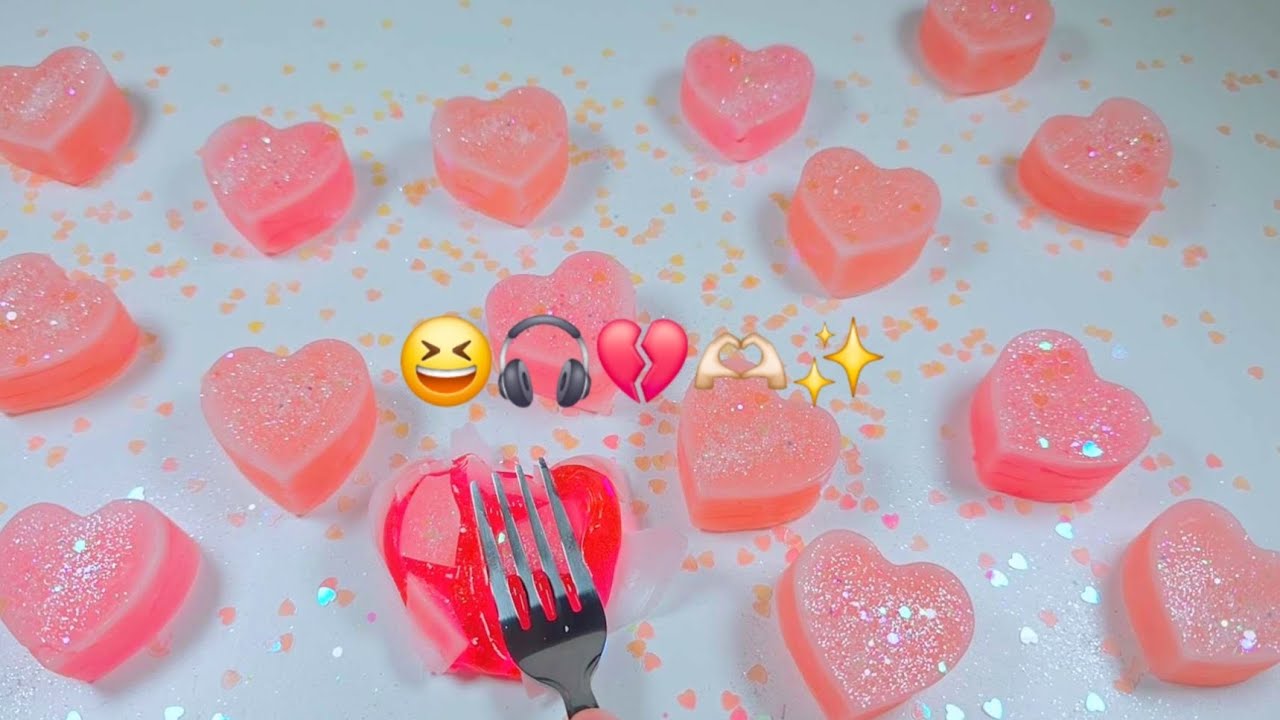 💔 Oddly Satisfying Wax Cracking Slime ASMR | 하트 왁스크래킹 슬라임 💔✨️ | Valentine's Mood 