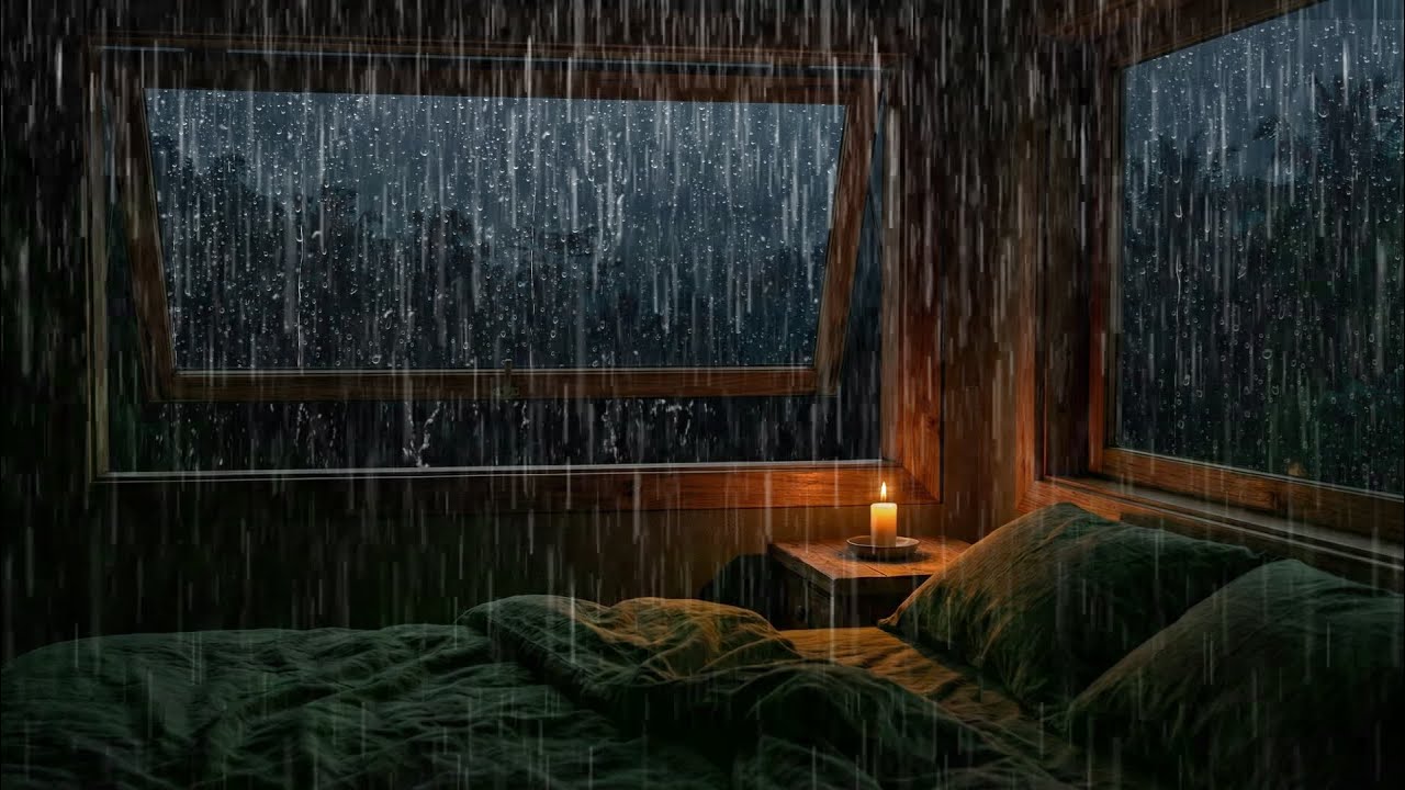 Rain Sound On Window with Thunder SoundsㅣHeavy Rain for Sleep, Study and Relaxation, Meditation