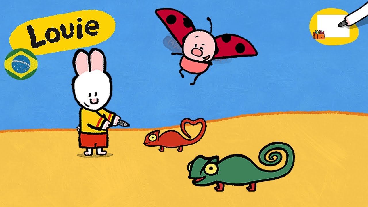 Louie, desenhe me 🎨✐ Louie, desenhe um Camaleão ✐ | Desenhos animados para crianças