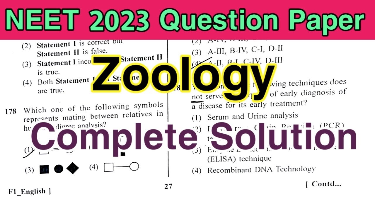NEET 2023 Question Paper | Biology Paper |  Zoology Portion Complete Solved | Part 01