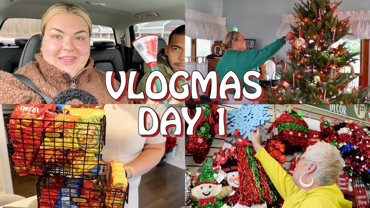 TREE DECORATING, DOLLAR TREE,  DELIVERY DRIVER SNACKS + AMAZON HAUL | VLOGMAS DAY 1