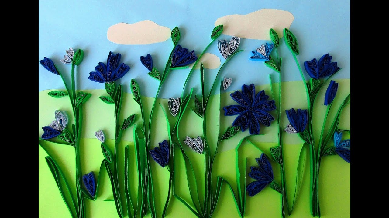 Quiling pentru începători. Albăstrele./Quiling for  beginners. Blue flowers.