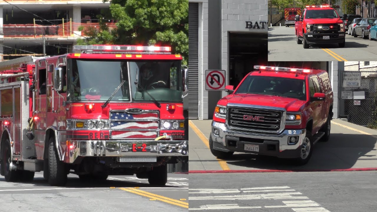 Berkeley Fire Dept. Battalion 2, EMS-2, and Engine 2 Responding - CODE 3