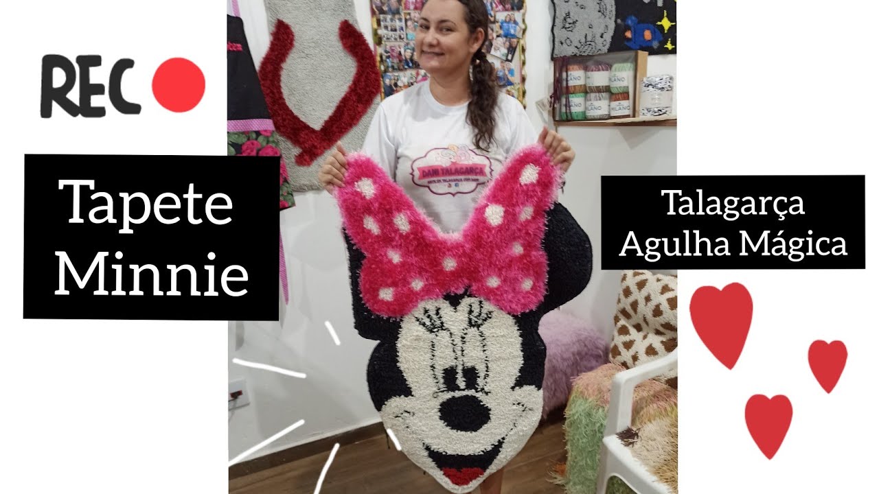 Passo a passo tapete Minnie feito na talagarça, e agulha mágica