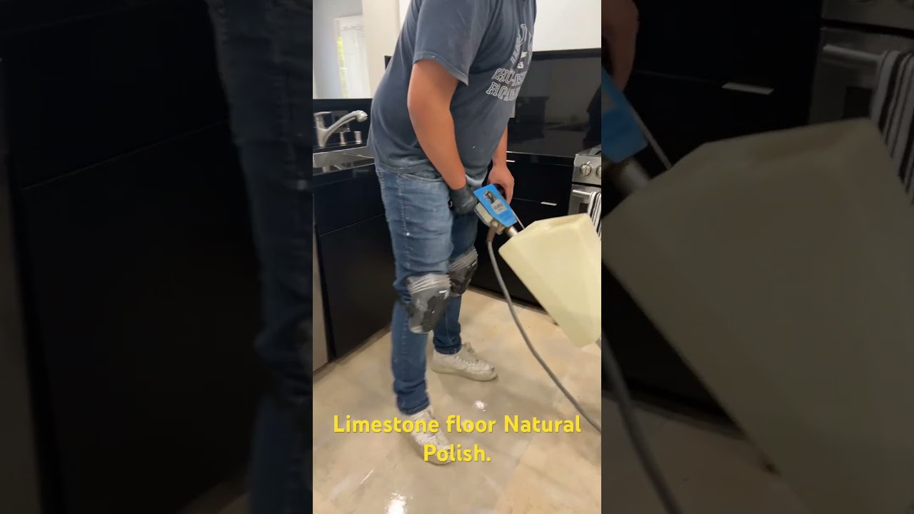 How to Natural polish Limestone floors. #youtubeshort #stonework #stonerestoration #tilerestoration