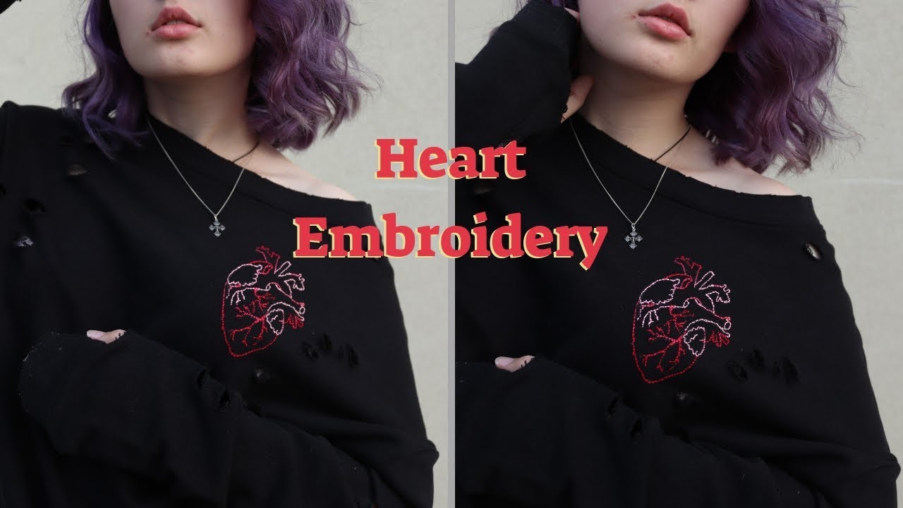 DIY HEART EMBROIDERY | customising my sweatshirt