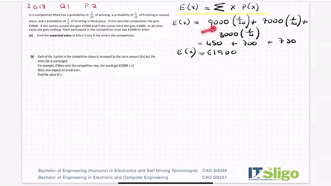 Probability Leaving Cert Higher Level 2018 Q1 Paper 2
