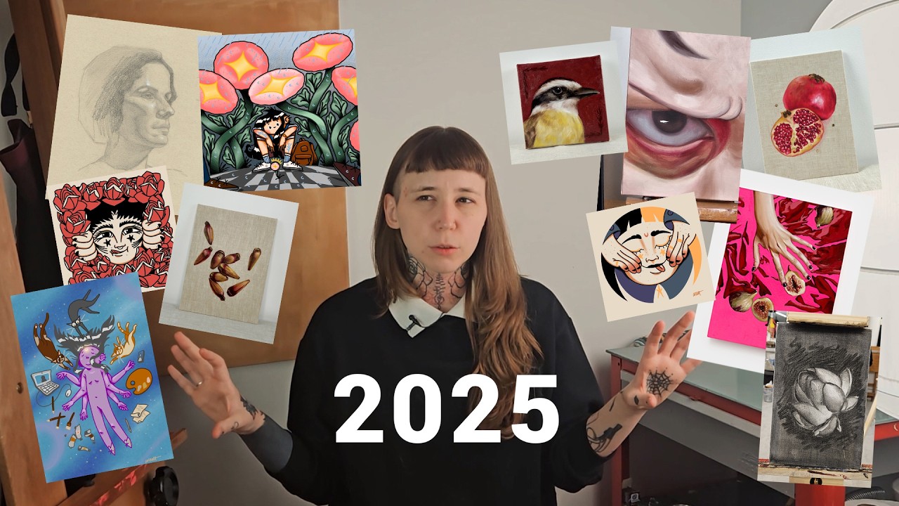 Tudo que criei em 2025 • pinturas, desenhos, encomendas e cursos