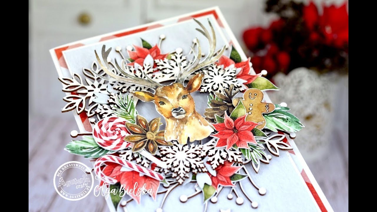 Kartka świąteczna scrapbooking tutorial Boże Narodzenie DIY