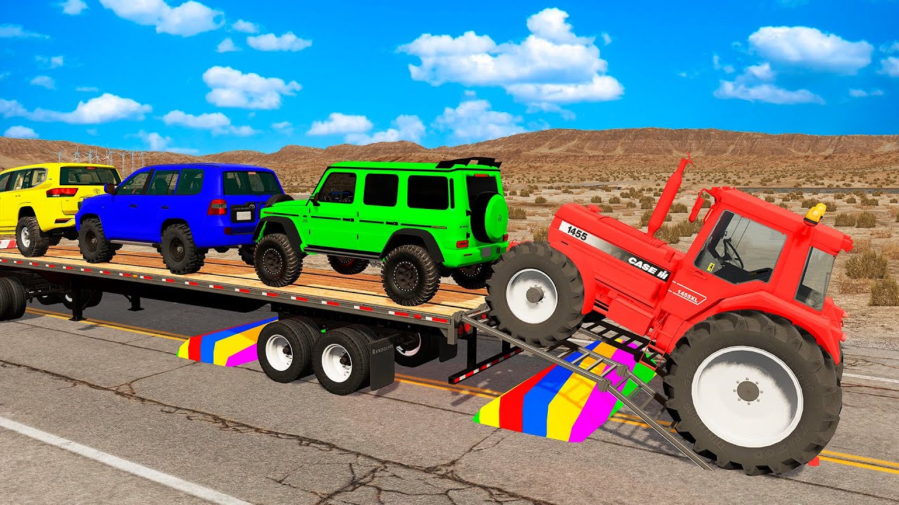 Flatbed Truck Mcqueen | Transportation with Truck - Pothole vs Car #26 - BeamNG.Drive
