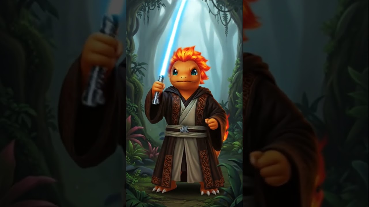 Imagine a Charmander as a Jedi Master 