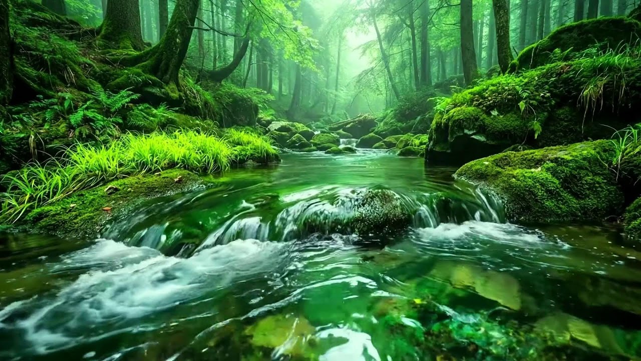 Relaxing Flowing Water Sounds and Birds Singing, Peaceful Forest Ambience for Deep Sleep ASMR