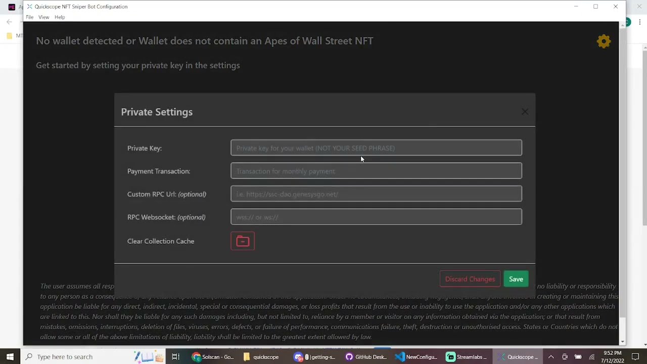 Quickscope NFT Sniper bot installation and getting started