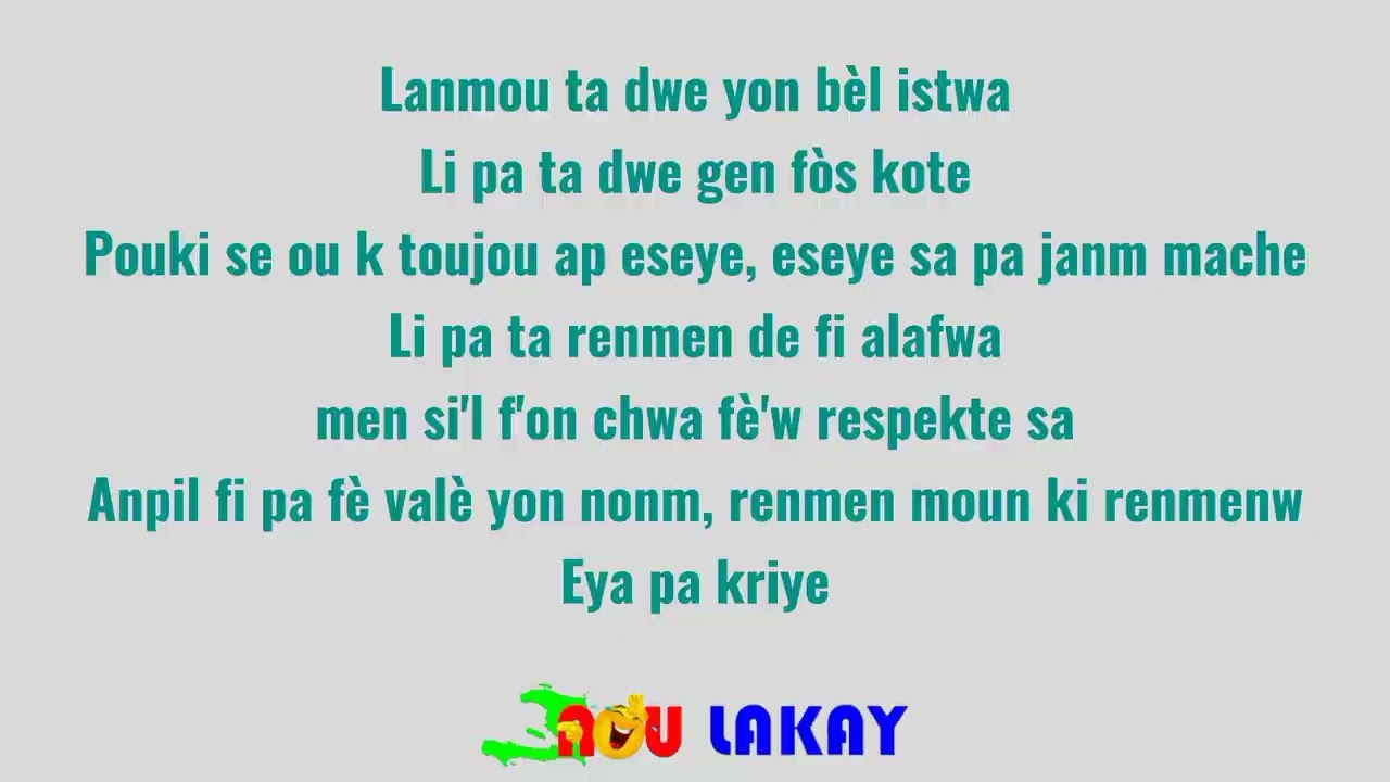 Ou Fou Pou Li - Bèl Jazz | Lyrics Video by @NOULAKAY