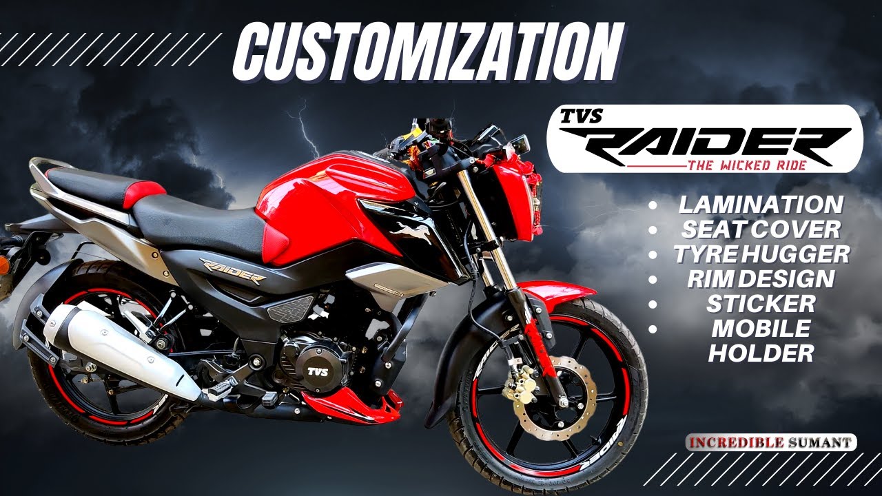 TVS raider 125 modification 2022 | Seat Cover | Lamination | Tyre Hugger | Sticker | Rim Design