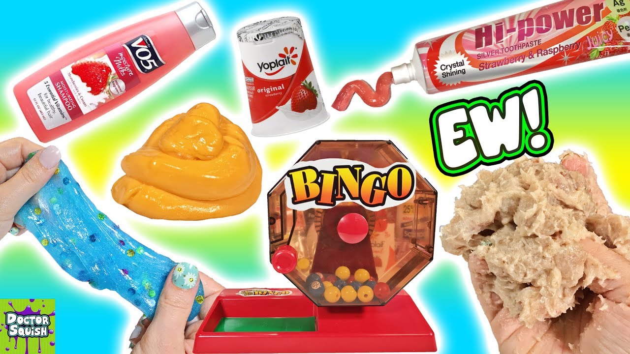 Slime Mixing Bingo! Crazy Homemade Slime Challenge! Strange Ingredients Slime Fails! Doctor Squish