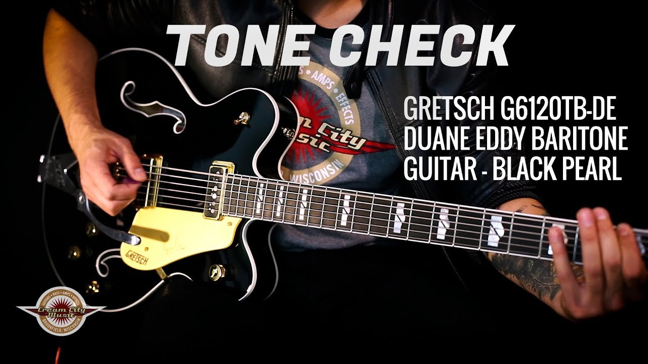 TONE CHECK: - Gretsch G6120TB-DE Duane Eddy 6 String Bass Guitar Demo