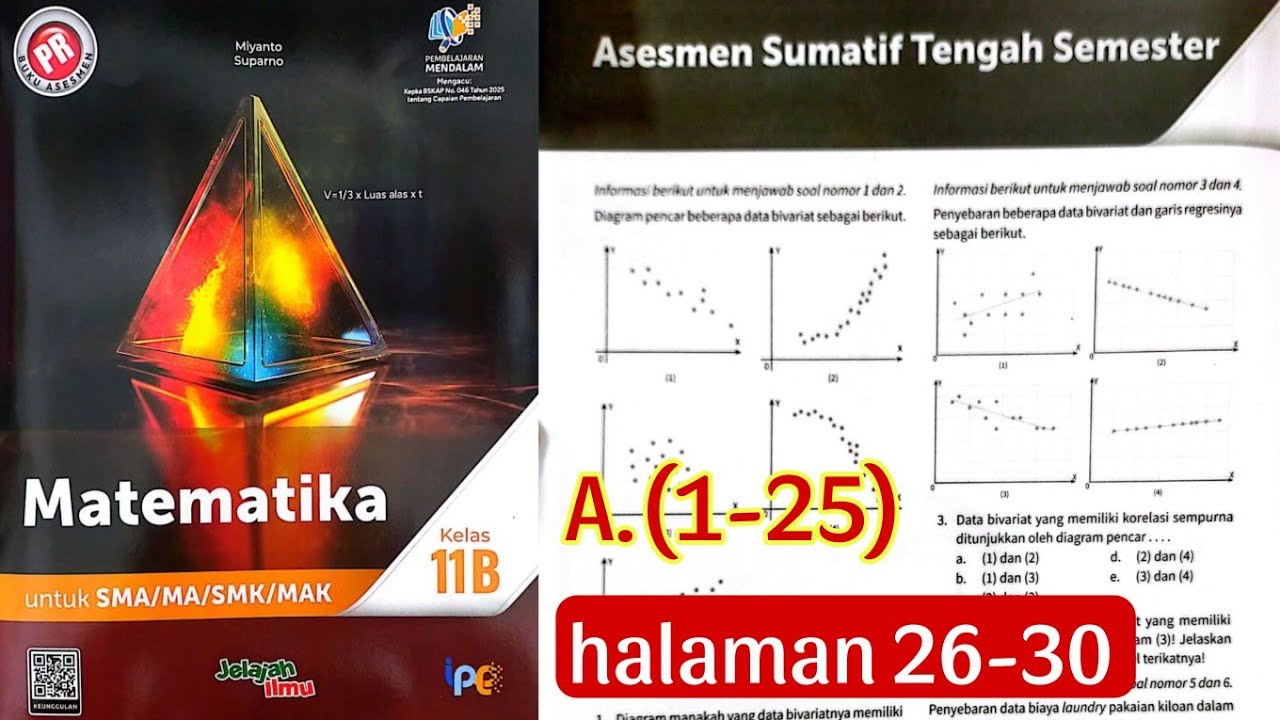 (11-19) ASESMEN SUMATIF TENGAH SEMESTER A.(1-25) halaman (26-30) matematika kelas 11B Buku PR
