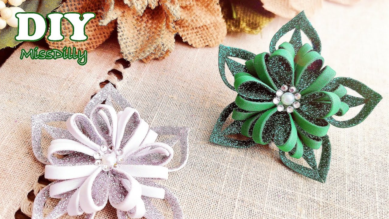 Flower Craft Ideas with Foam Sheet Paper💕Easy Flowers💕Christmas Decoration~ Eva foam flowers #79