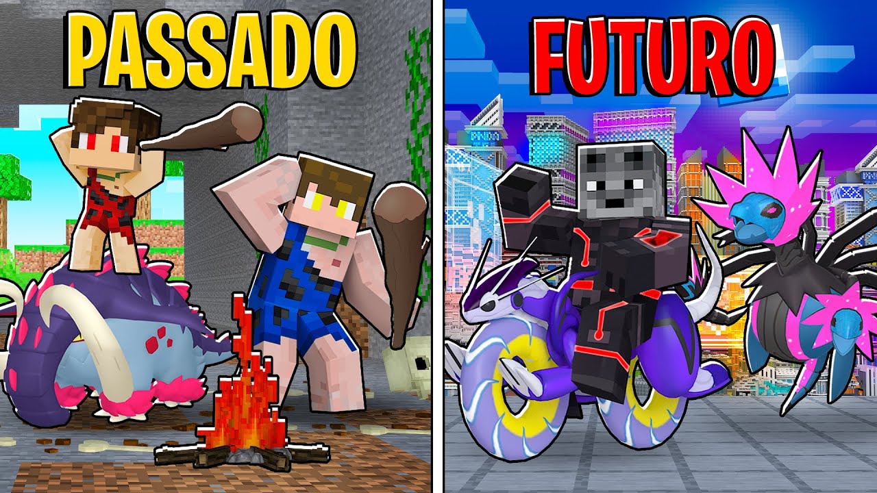 3 IDIOTAS JOGANDO com os NOVOS POKEMON do FUTURO vs PASSADO no MINECRAFT